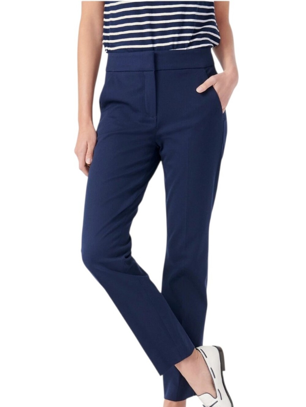 J.Crew Remi Navy Blue Straight-Leg Pants – Size 10 (Re-Imagined)